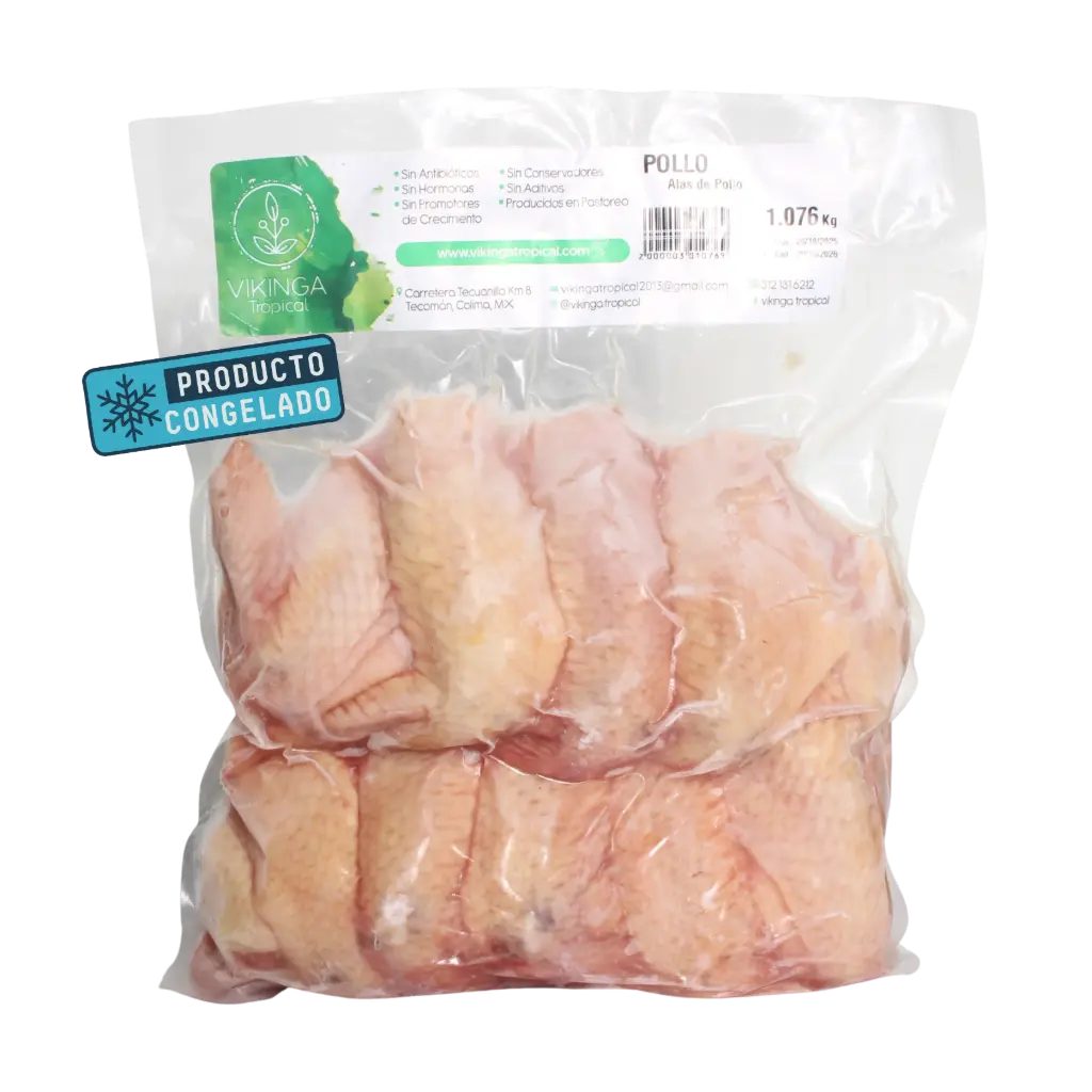 Alitas de Pollo Libre Pastoreo Paq 1kg - Vikinga Tropical