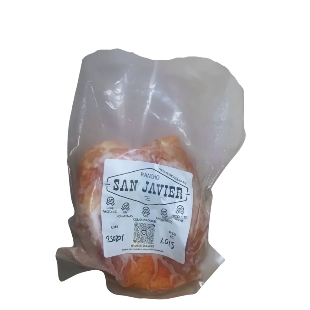 Pechuga Pollo con Hueso Agroecológico Paq 600gr aprox Congelado Rancho San Javier