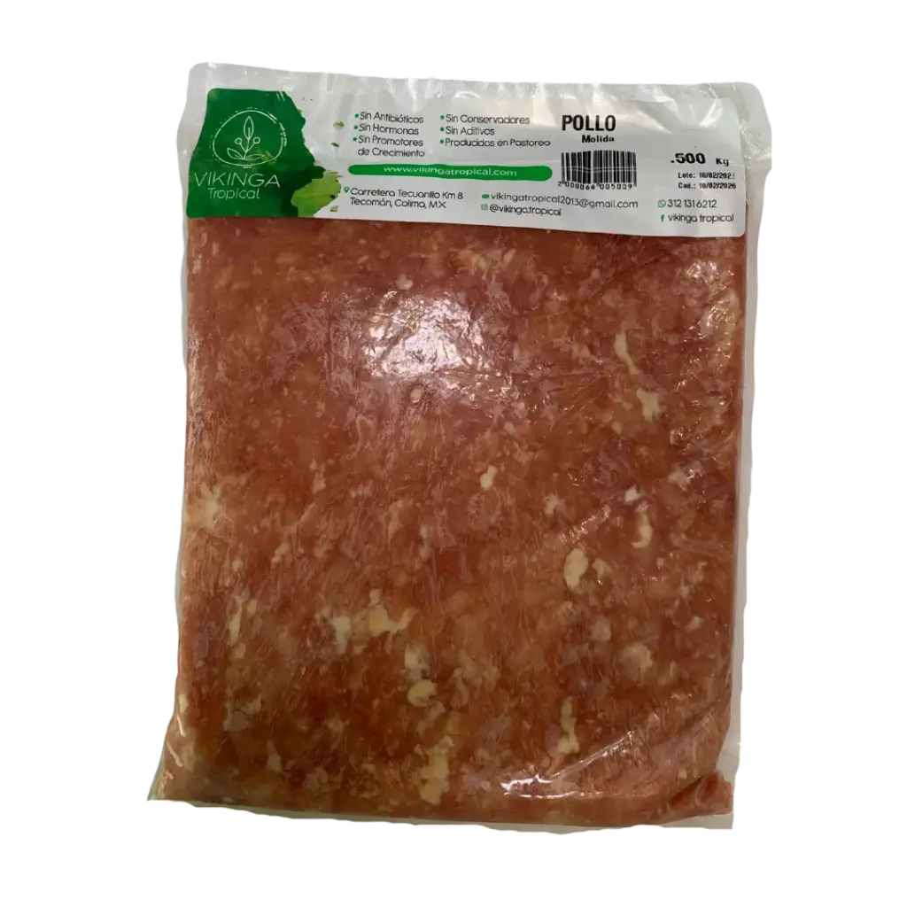 Molida de Pollo Libre Pastoreo Paq 500gr Congelado Vikinga Tropical