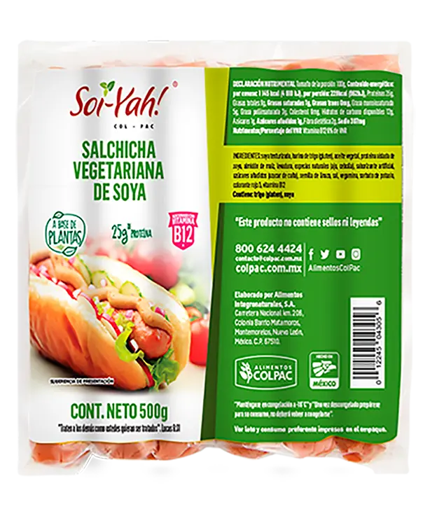 Salchicha Vegetariana Congelada Paq 8 pzas