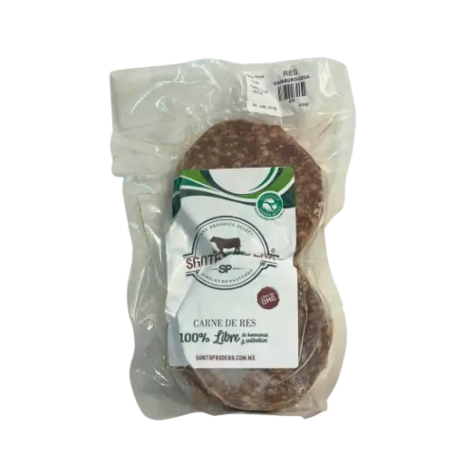 Carne para Hamburguesa Res Libre Pastoreo Paq 4 Pzas Congelado
